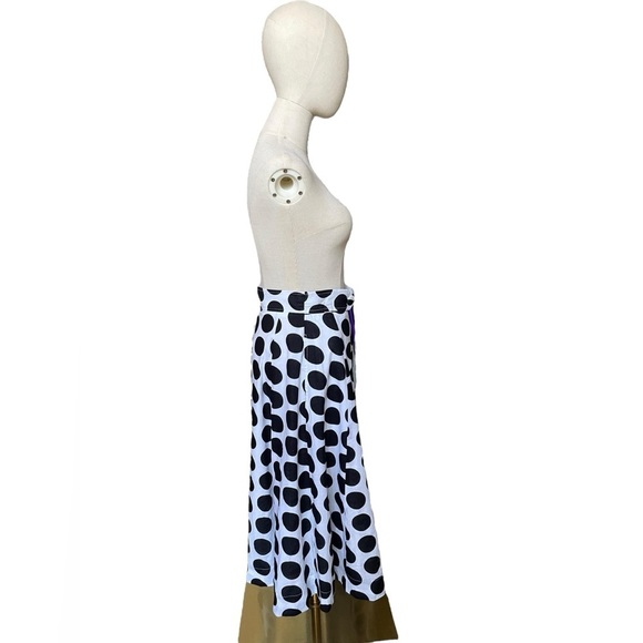 eShakti White Black Polka Dot A-Line Skirt Sz Small​​ - Picture 5 of 9